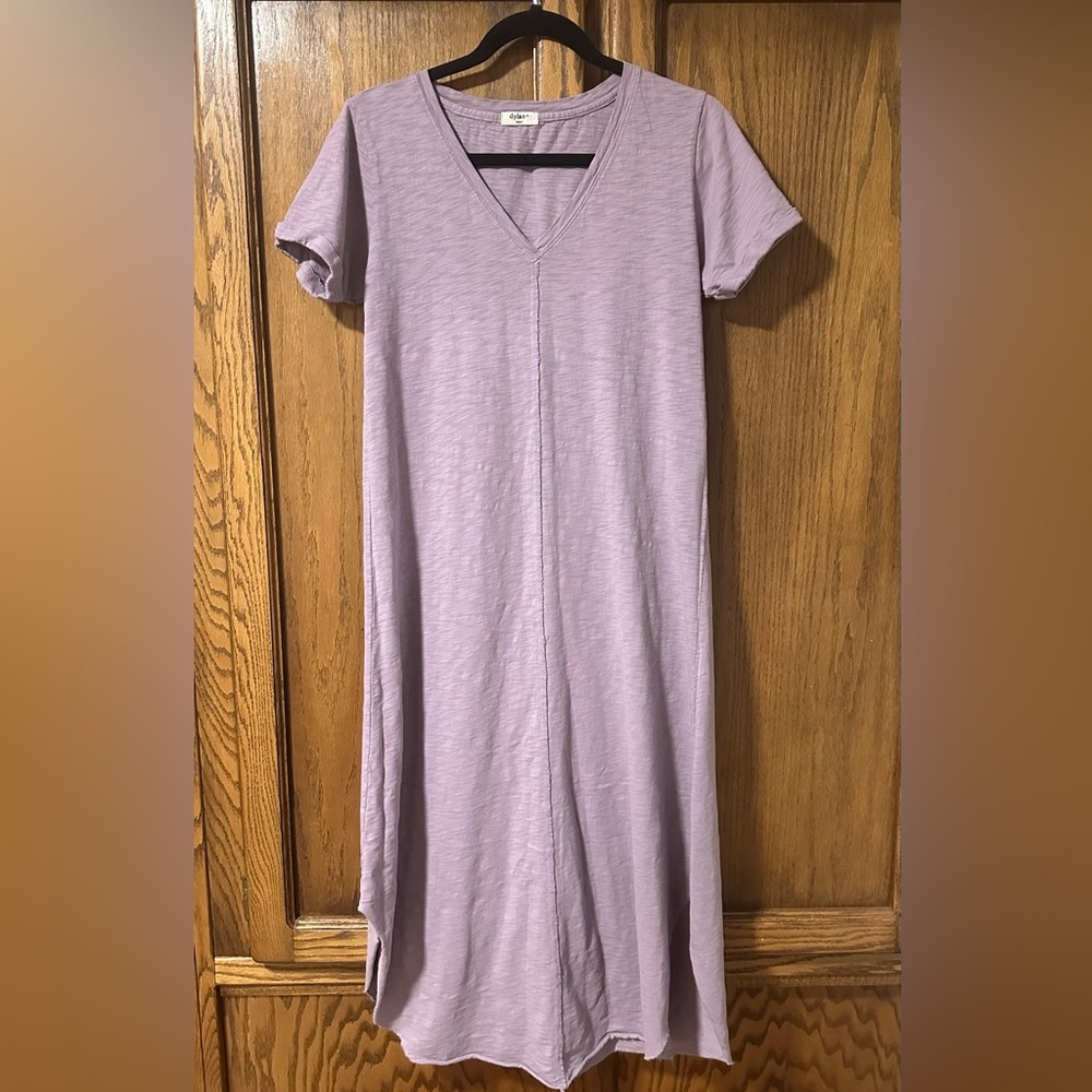Dylan Lavender V-Neck Maxi T-Shirt Dress Sz S minimalist